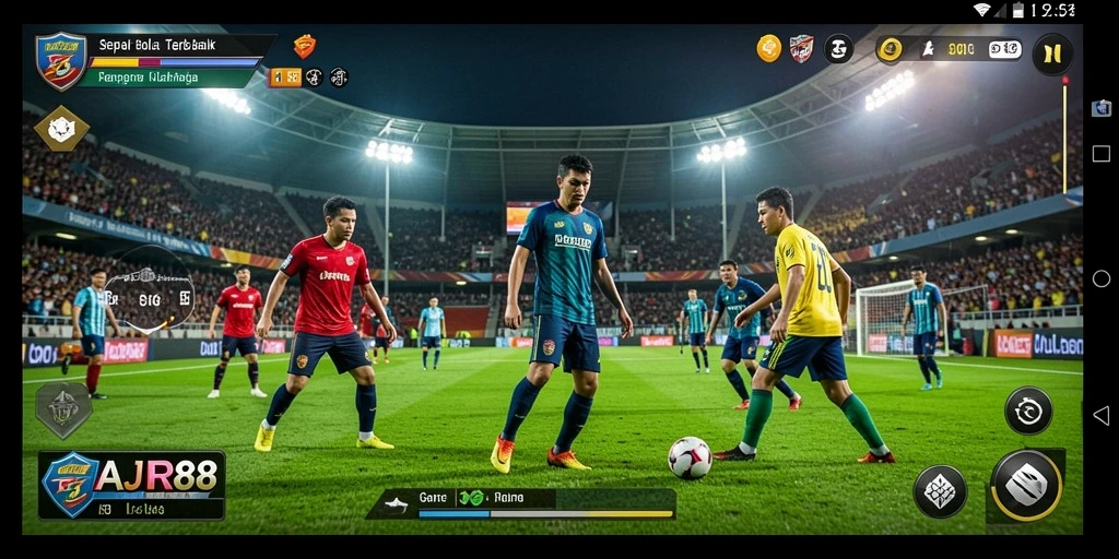 Gameplay mendebarkan dengan grafis sepak bola yang realistis.