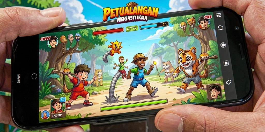 Tampilan gameplay seru dari AT777 dengan karakter menarik.