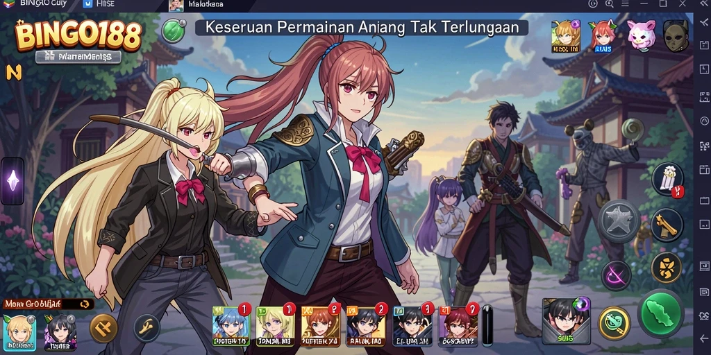 Tampilan menarik dari gameplay BINGO188 yang penuh warna dan karakter Anime.