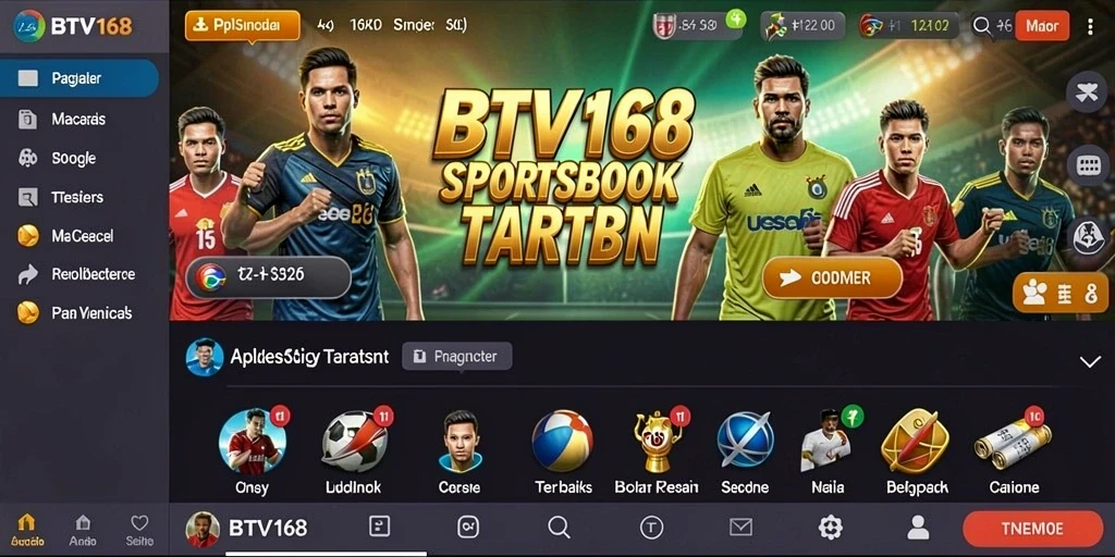 Tangkapan layar utama BTV168 saat melakukan taruhan olahraga.