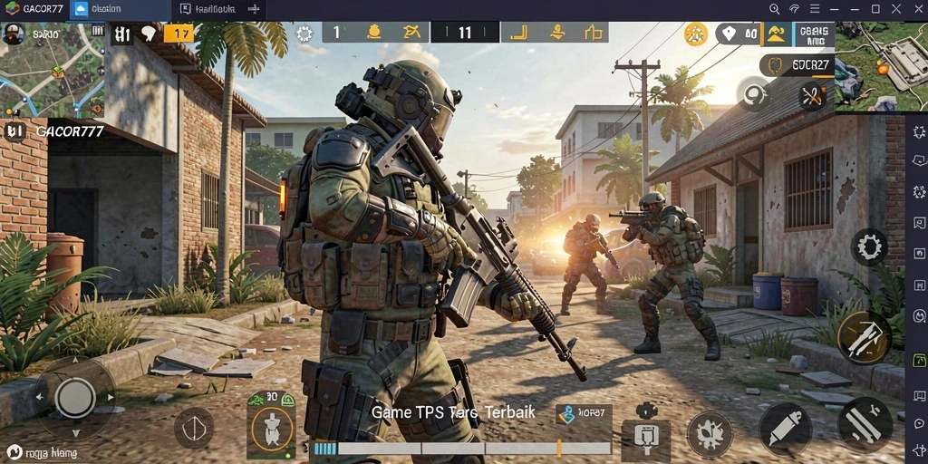 Screenshot GACOR77 menampilkan aksi gameplay TPS yang seru.