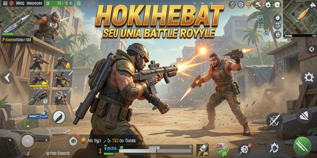 Tampilan gameplay HOKIHEBAT saat pertempuran Battle Royale yang seru.