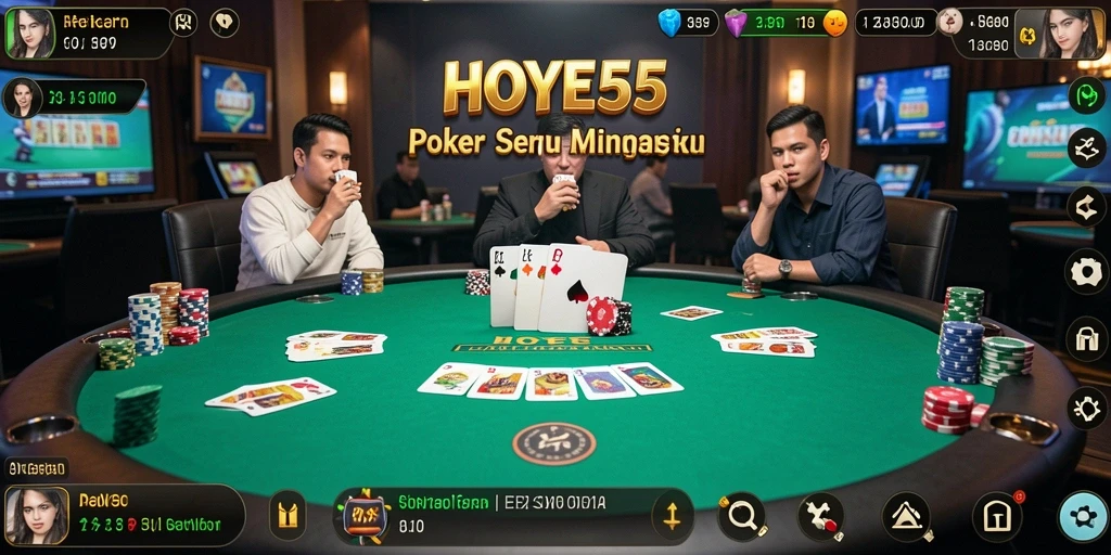 Tampilan gameplay seru dalam permainan Poker HOYE55.