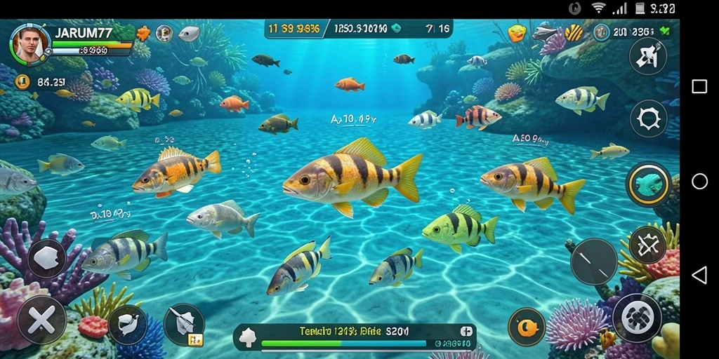 Tampilan gameplay JARUM77 yang mendebarkan saat menembak ikan.