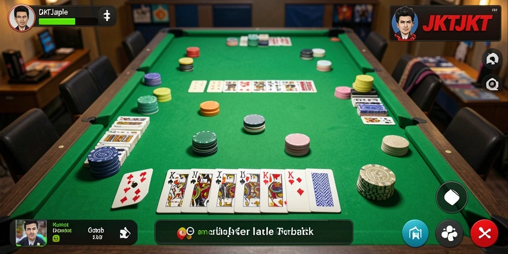 Screenshot gameplay JKTJKT yang menampilkan suasana permainan Gaple.