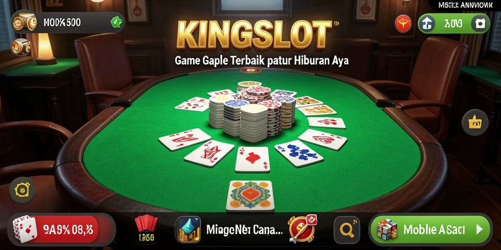Screenshot gameplay KINGSLOT menampilkan suasana permainan Gaple yang seru.