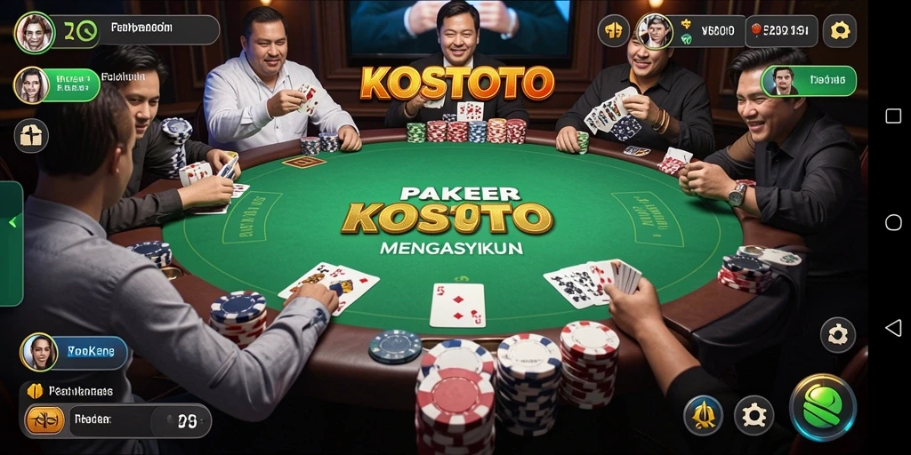 Tampilan gameplay KOSTOTO yang menegangkan saat bermain Poker.
