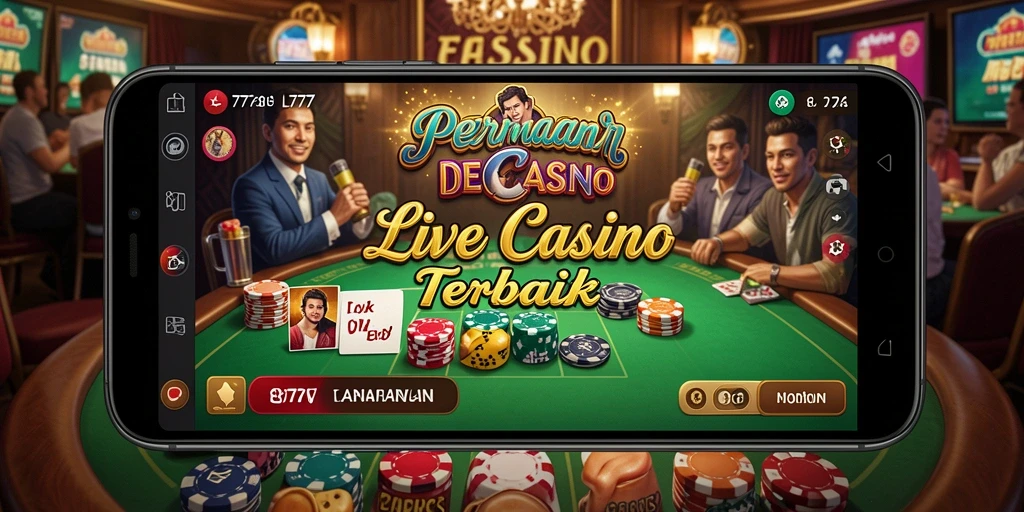 Screenshot gameplay L777 menampilkan dealer profesional dan suasana kasino yang realistis.