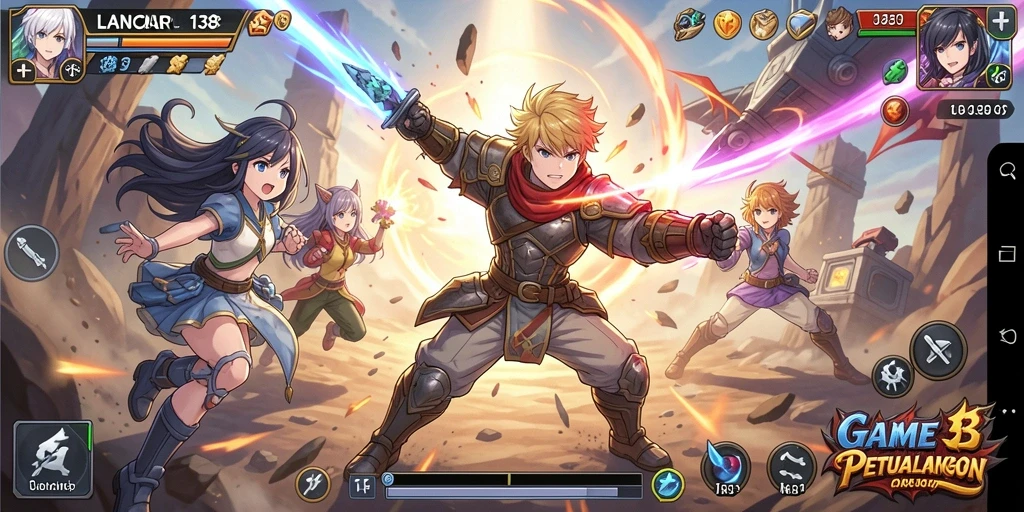 Tampak gameplay seru dalam LANCAR138 dengan karakter anime unik.