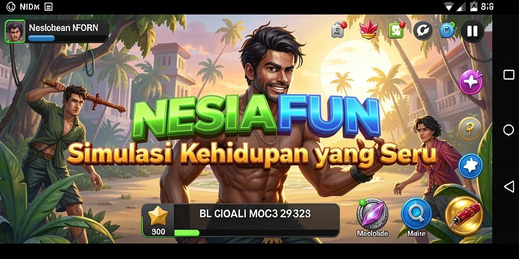 Screenshot menunjukkan gameplay menarik dalam simulasi kehidupan di NESIAFUN.