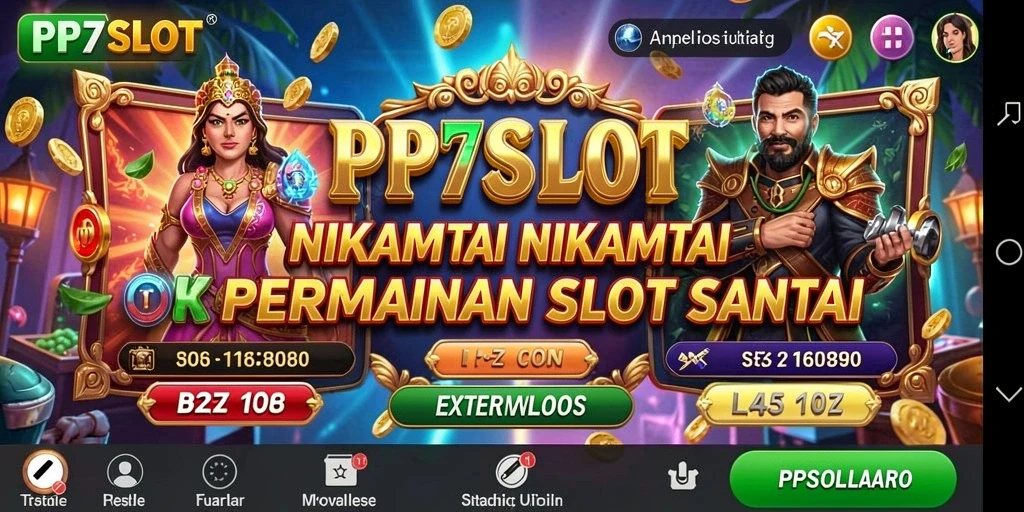 Screenshot gameplay PP7SLOT dengan tema slot yang menarik dan penuh warna.