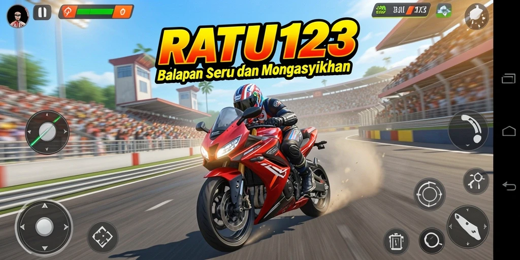 Screenshot utama RATU123 memperlihatkan aksi balapan motor yang seru.