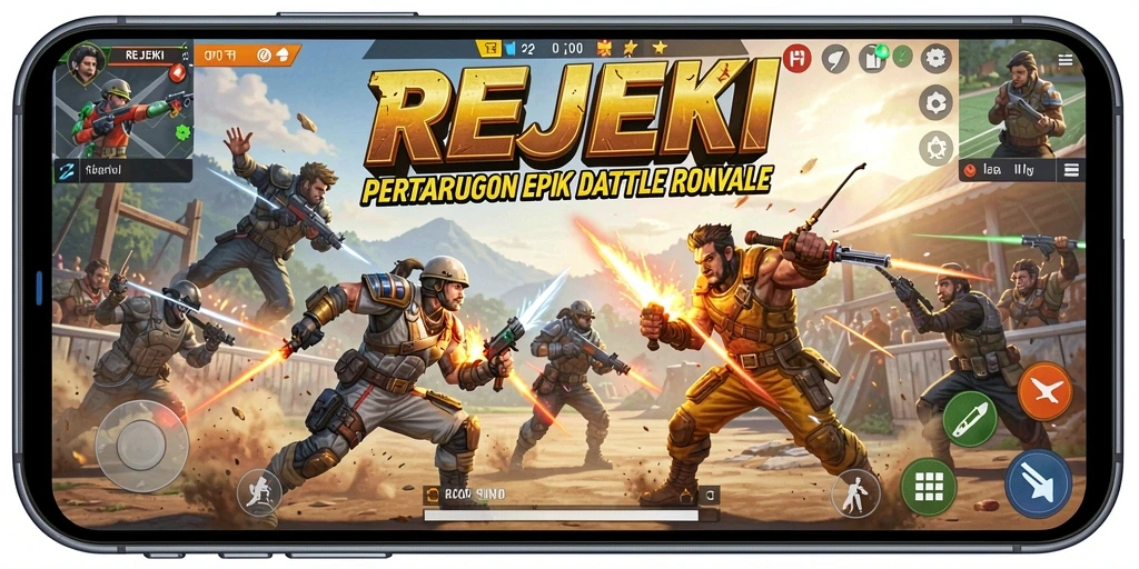 Tampilan gameplay menegangkan dari REJEKI dalam pertarungan Battle Royale.