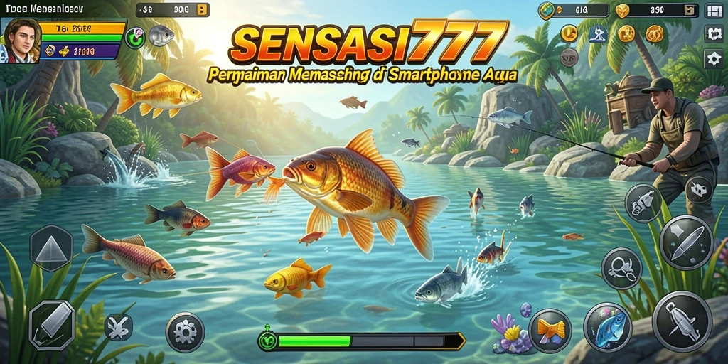 Tampilan gameplay seru dalam SENSASI777 saat menangkap ikan.