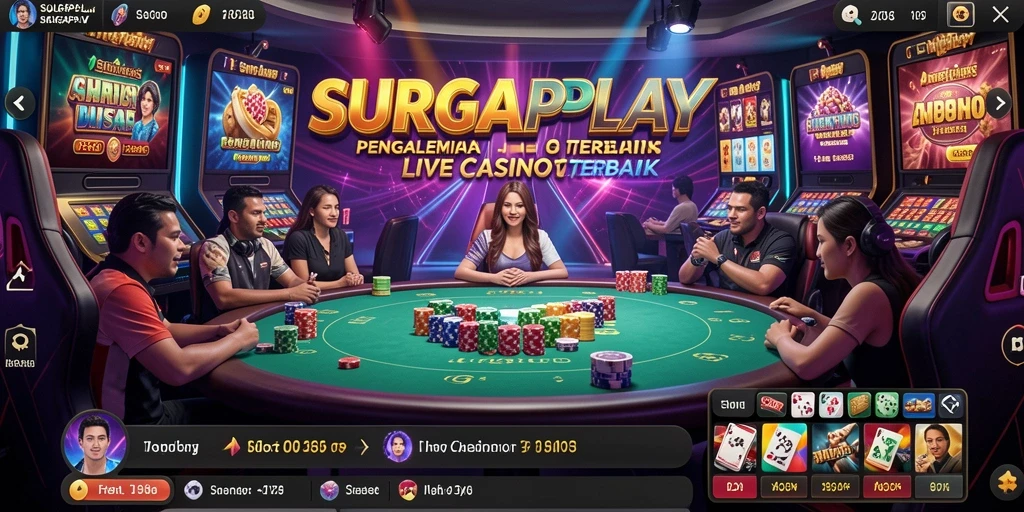 Tampilan interaksi dealer langsung di SURGAPLAY saat bermain Live Casino.