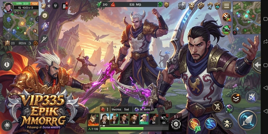 Tampilan gameplay epik di dunia MMORPG yang luas.