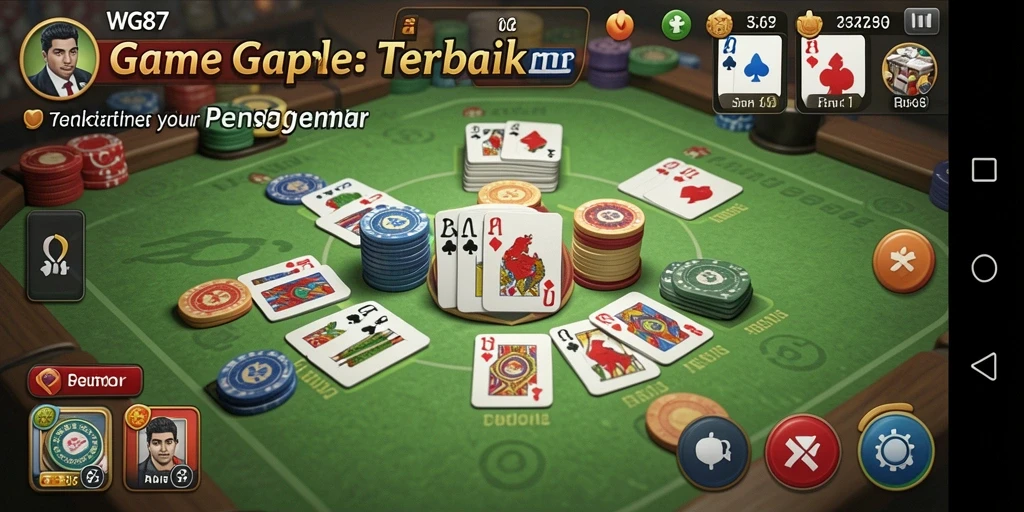 Screenshot WG87 menampilkan gameplay Gaple yang menyenangkan dan interaktif.